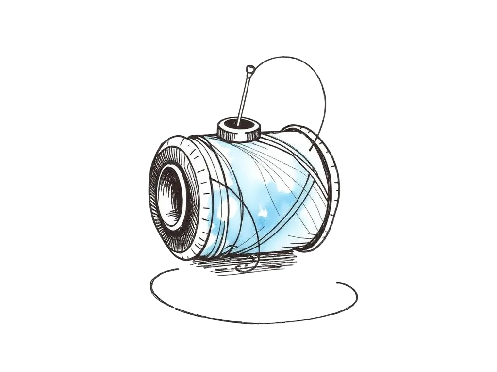 Hand-drawn illustration of a thread spool